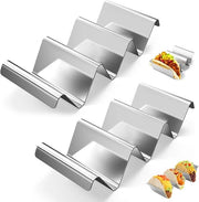 Set di 2 tenitori Taco in acciaio inossidabile con maniglie Wave per tortillas resistenti a forno e lavastoviglie per tacos, hotdogs e sandwiches