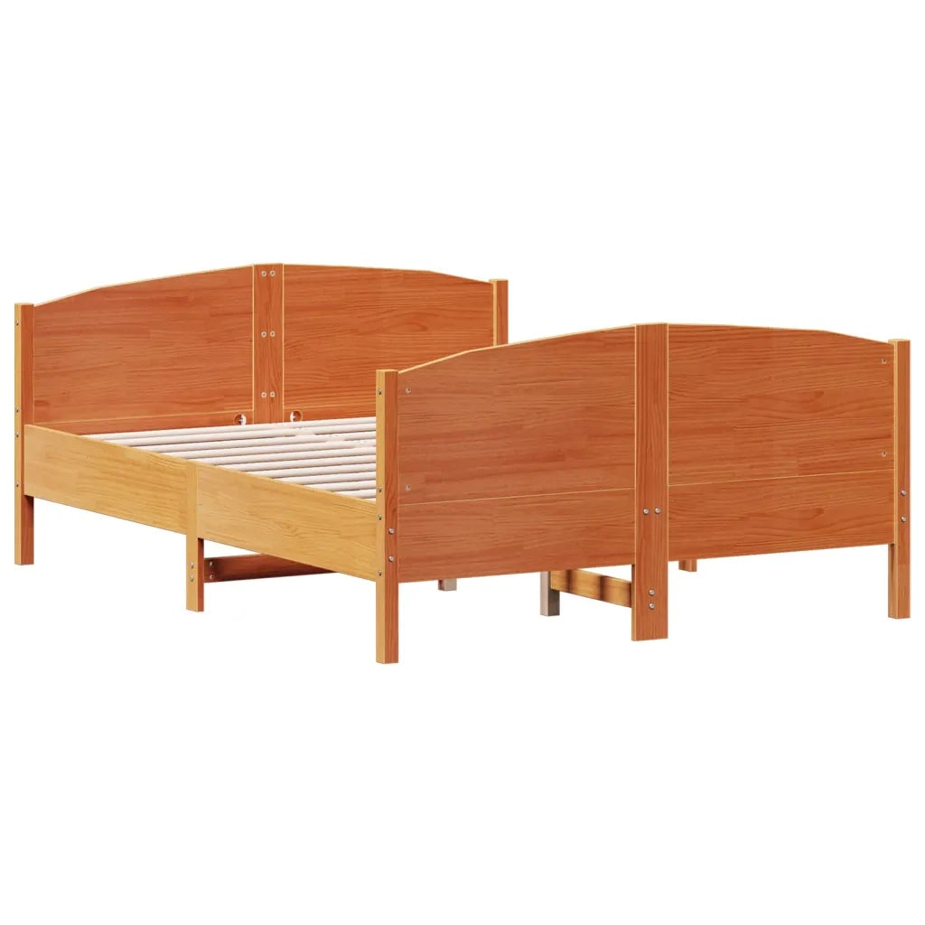 Giroletto senza Materasso-Struttura Letto Marrone Cera 140x200cm Massello Pino 748234