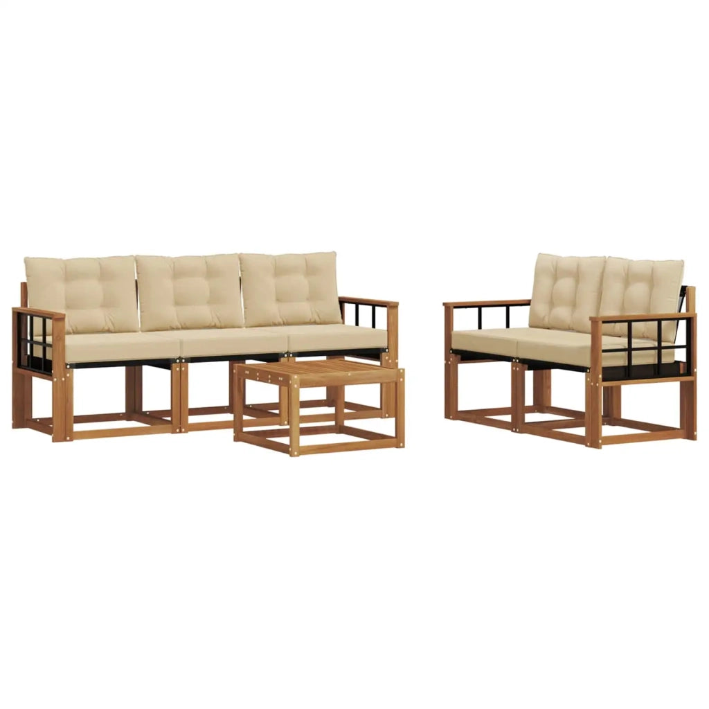 Set di divani da esterno con cuscino 6 pcs Naturale e Beige 3368408