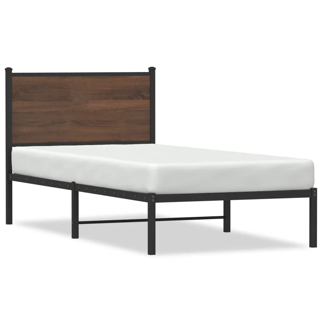 Giroletto senza Materasso-Struttura Letto in Metallo Rovere Marrone 90x190 cm 808595