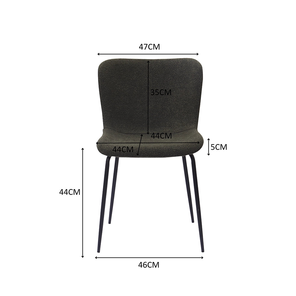 Sedia da pranzo moderna con schienale alto - Xylo - Tessuto e gambe in metallo (3 colori)