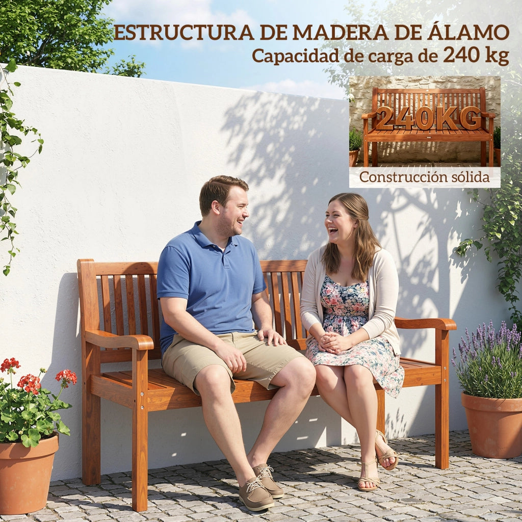 Panchina da Giardino in Legno 2 Posti ¨C zephmum ¨C Marrone Chiaro 125x62x90 cm