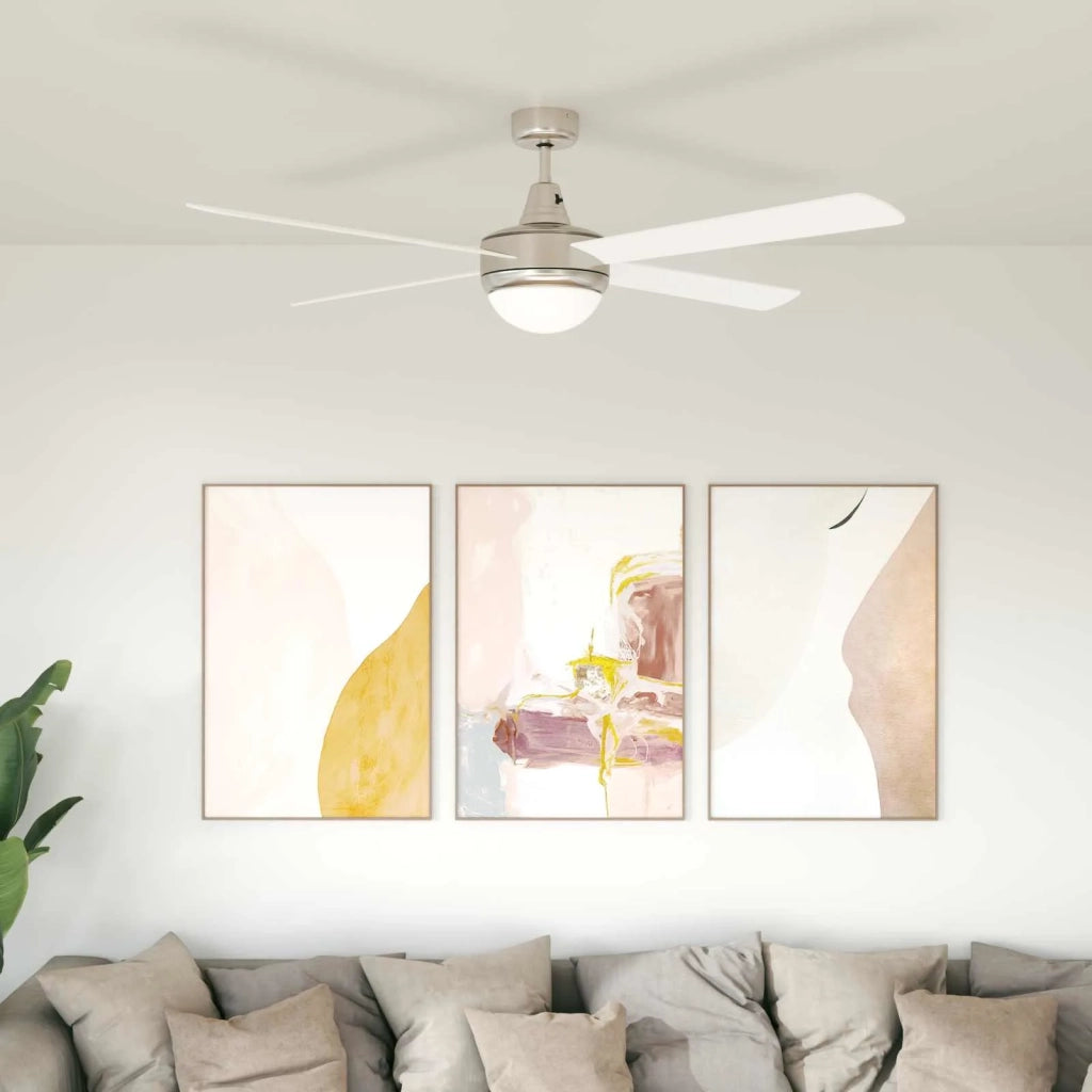 Ventilatore da soffitto con luce e telecomando Ø 130 cm Bianco 42035647