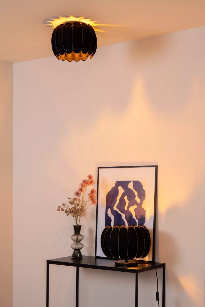 Lampada da tavolo nera Spencer Lucide E27 in feltro