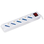 Link LKMP05IT Multipresa Elettrica 5 Prese Universali ITA Schuko Spina Tripolare 10A Interruttore Illuminato Cavo 1.5m 2500W colore Bianco