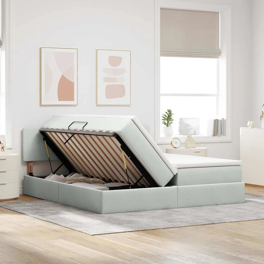 Letto con Contenitore con materasso Grigio chiaro 100 x 200 cm 3370967