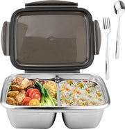 Tazza per il pane in acciaio inossidabile 1800 ml con ciotole, forchetta e cucchiaio, impermeabile, con contenitore per picnic e scuola