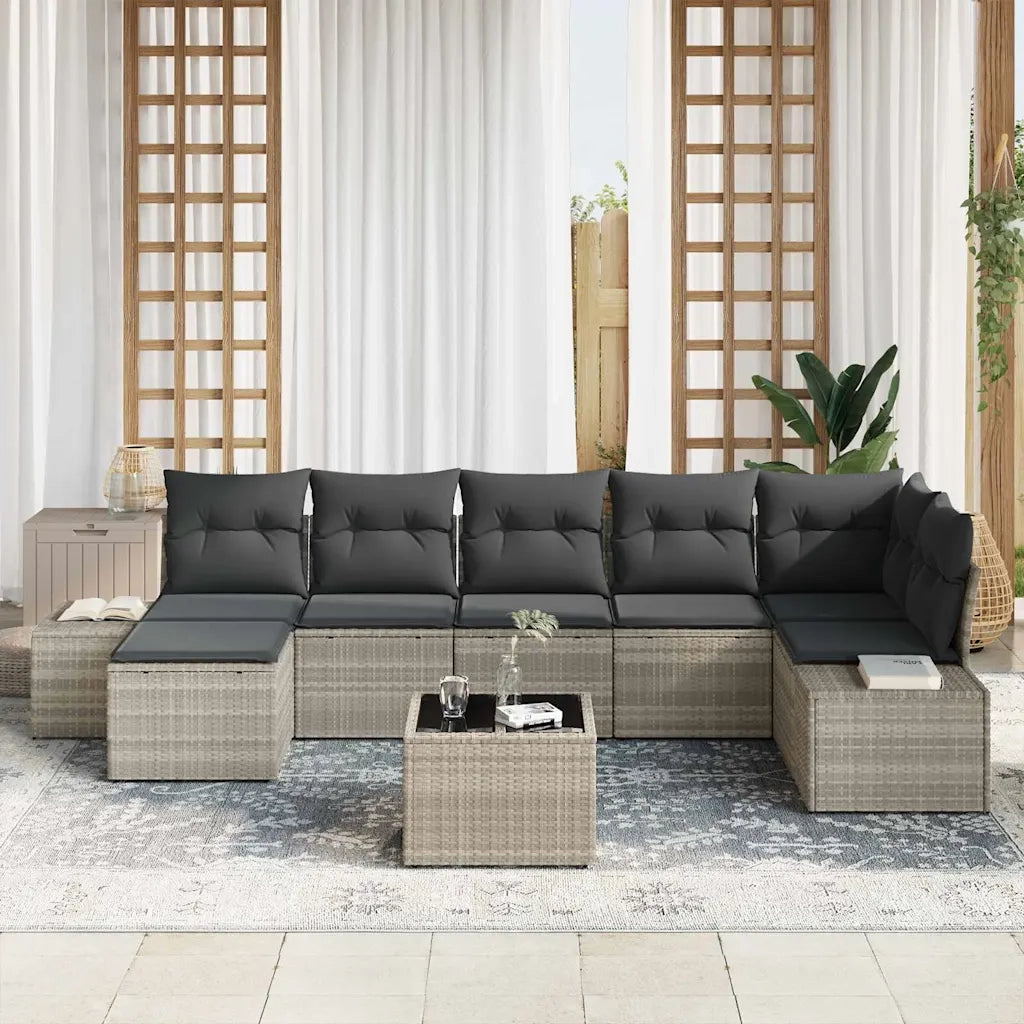 Set Divano da Giardino 7 pcs Grigio chiaro polyrattan 3355831