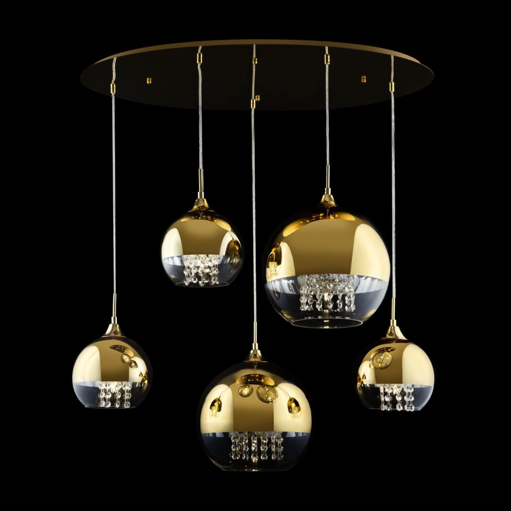 Lampadario Maytoni Fermi 5 luci vetro cristalli ottone