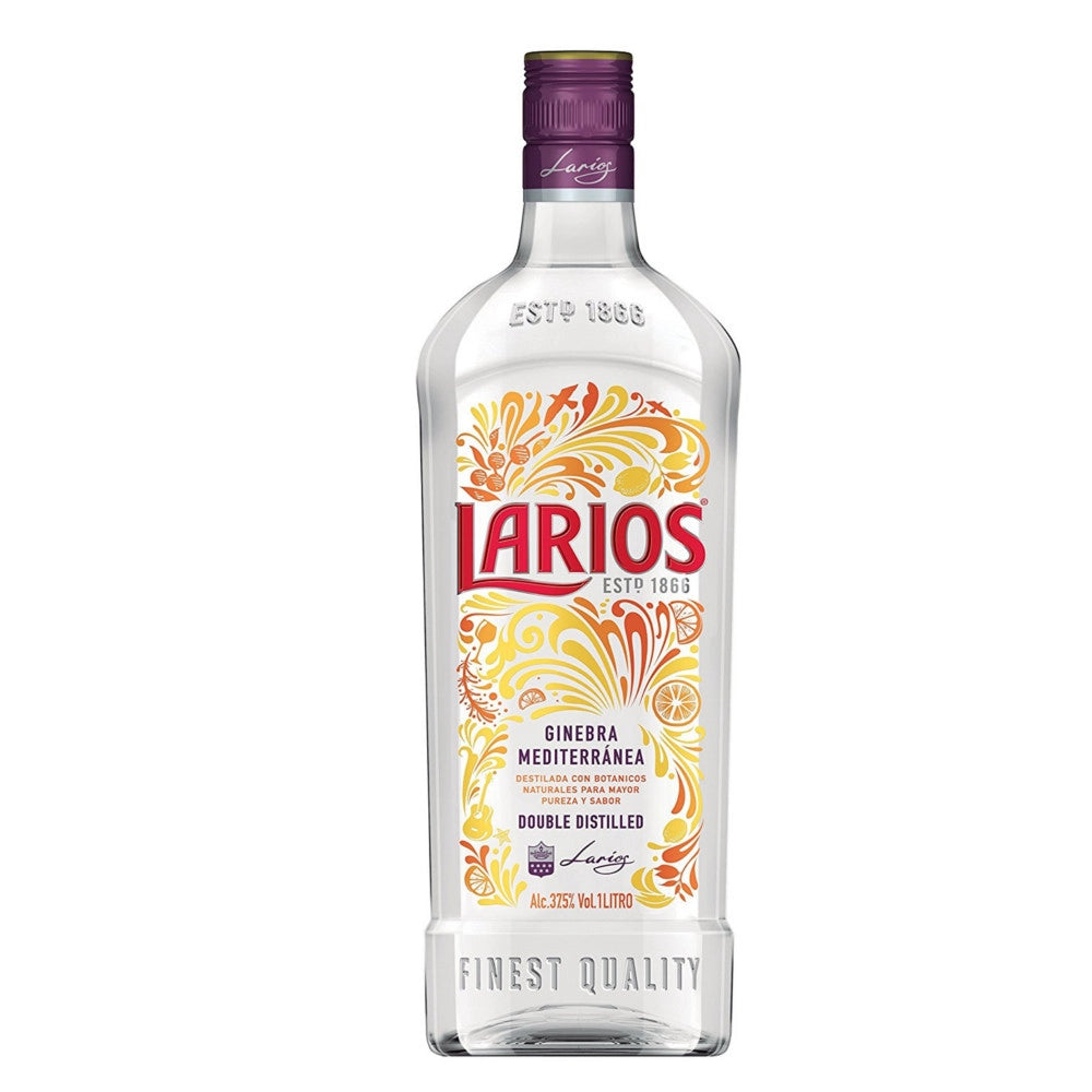 Larios ginebra mediterranea dry gin 37,5% confezione da 1 litro