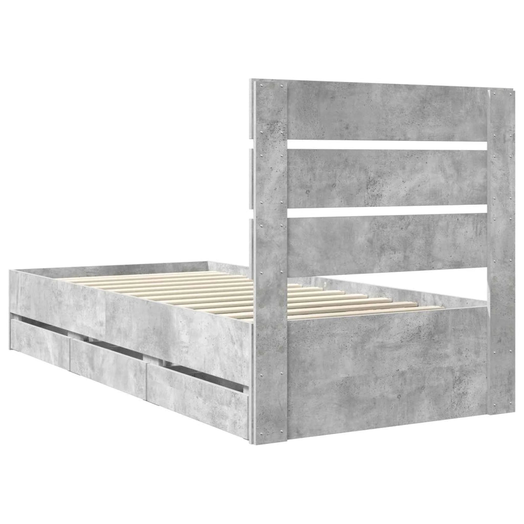 Struttura del letto con cassetto Grigio cemento 90 x 200 cm 3411860