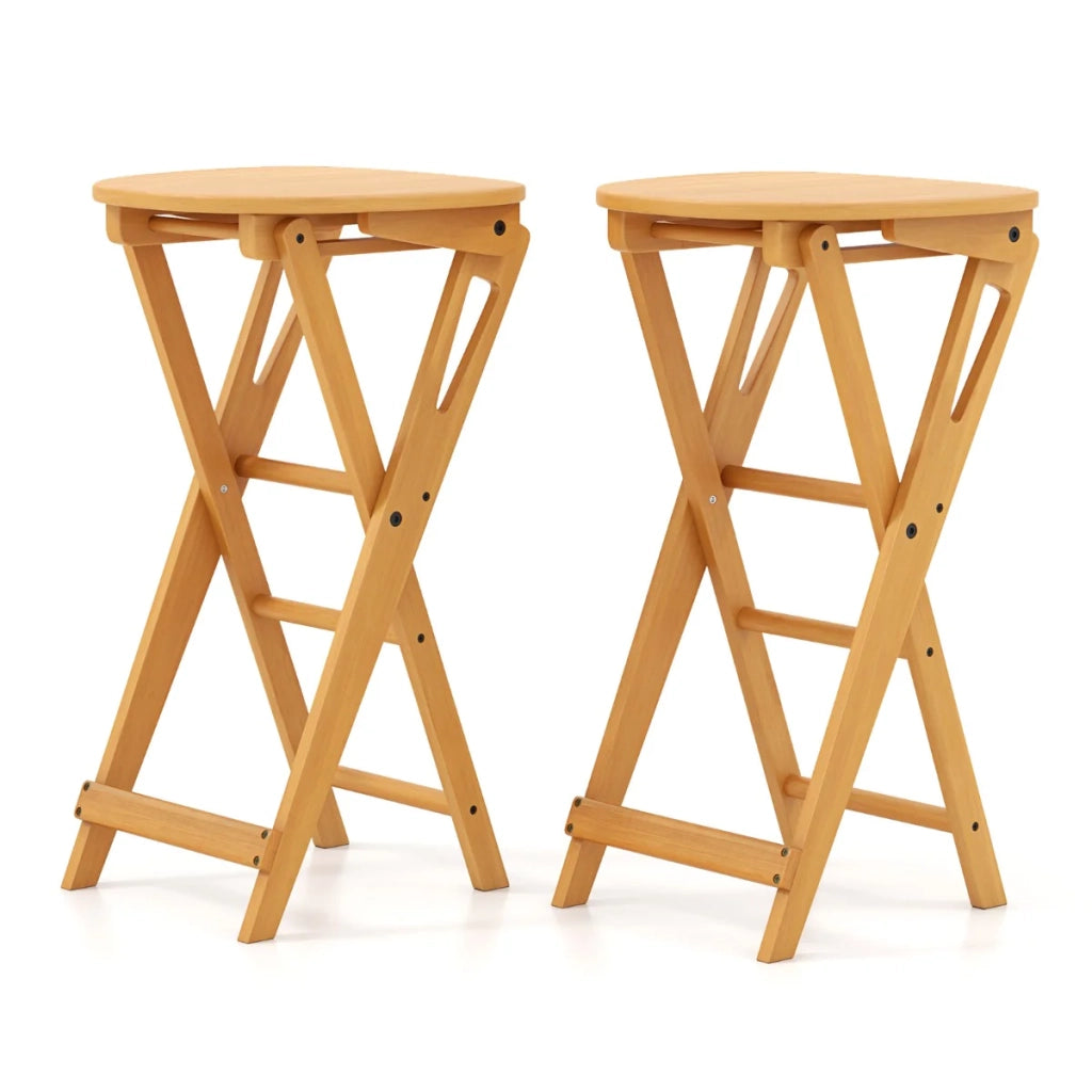 Set di 2 sgabelli da bar pieghevoli in bambù 36 x 33 x 61 cm con poggiapiedi ergonomici stile rustico bambù naturale 20_0019424