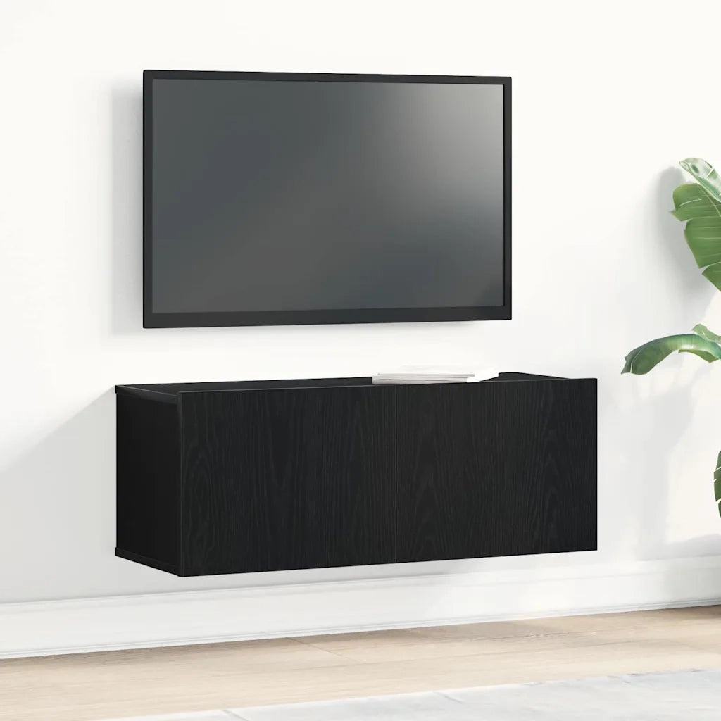 Mobili TV-Credenza per TV Rovere nero 80 x 30 x 30 cm Legno multistrato