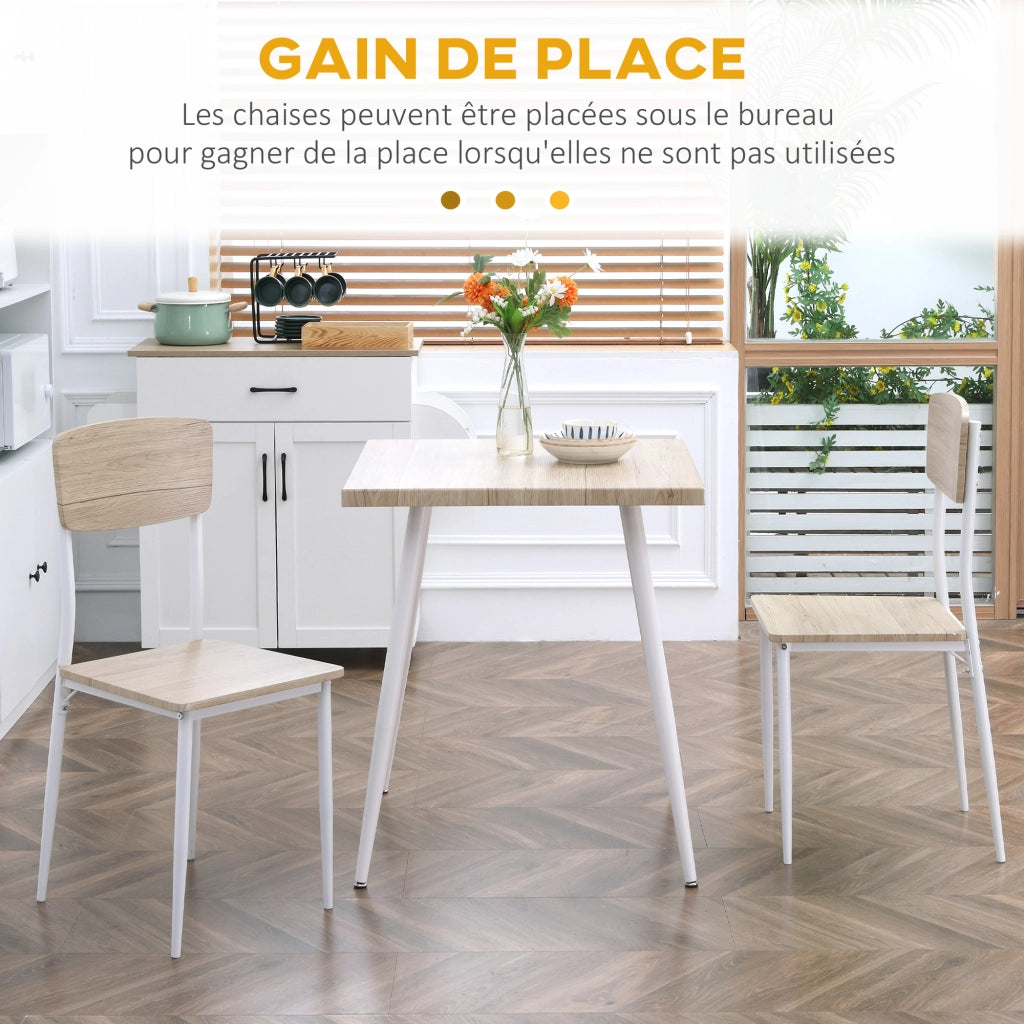 Set tavolo pranzo quadrato 2 sedie ¨C Xylo ¨C MDF bianco telaio metallo 3 pezzi