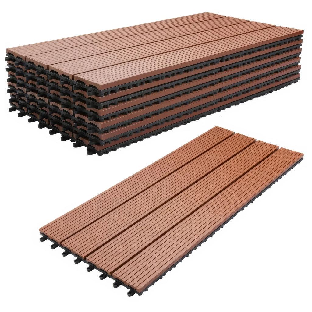 Noka - Pavimento da Esterno con Clip 90x30 cm 6 Piastrelle 1,62 m2 per Giardino Patio Terrazza in WPC OAK