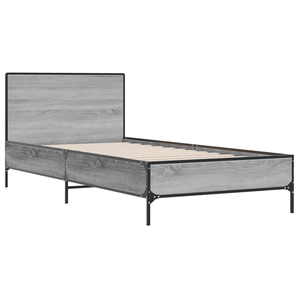 Giroletto-Struttura Letto Grigio Sonoma 90x200 cm Legno Multistrato e Metallo 358515