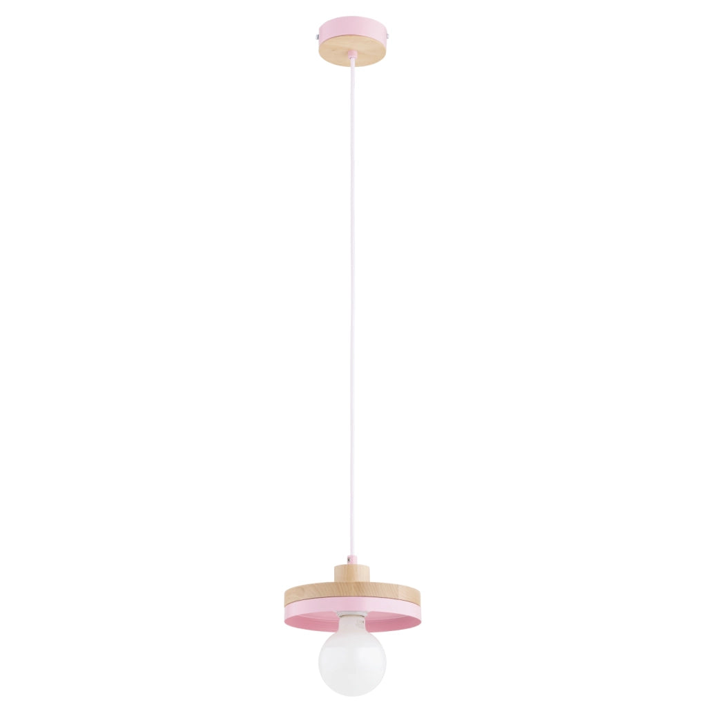 Lampada sospensione minimal rosa legno E27 15W Larso