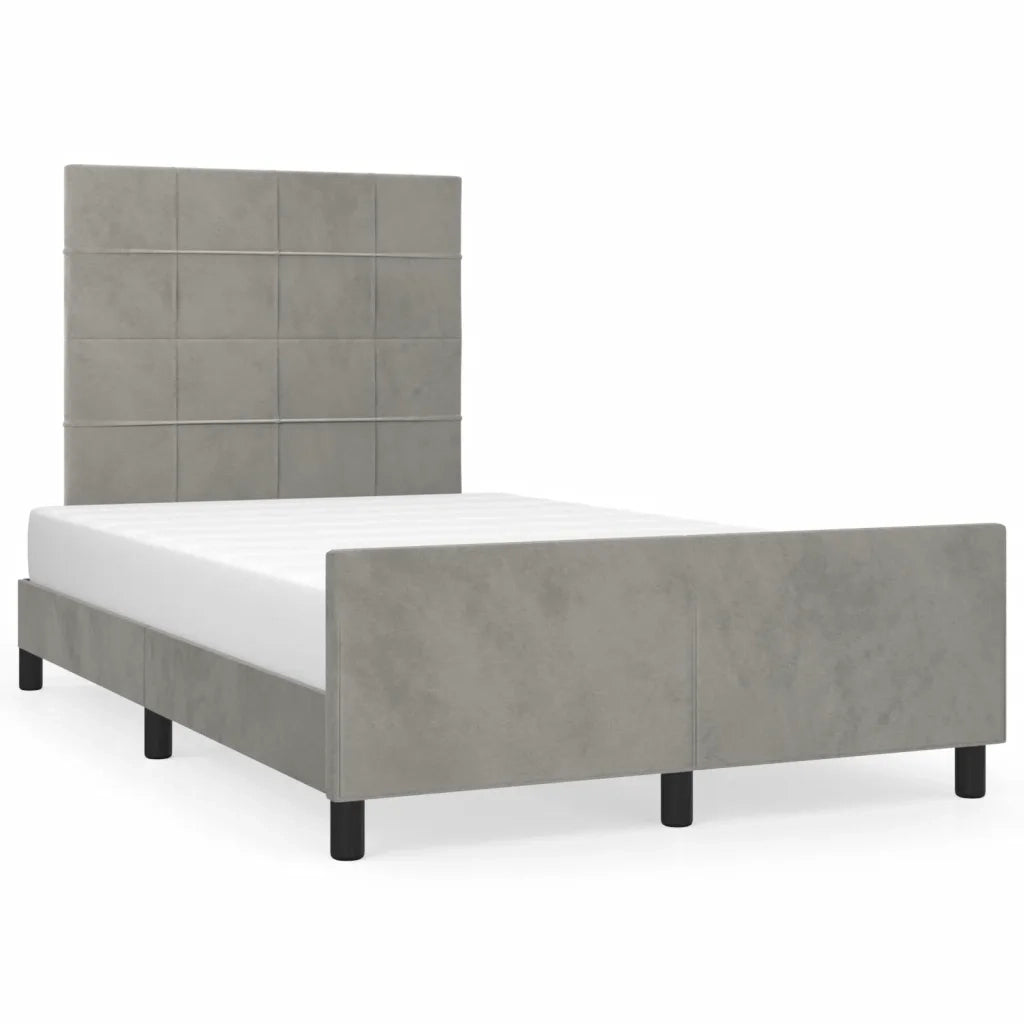 Letto matrimoniale | Letto per adulti | Giroletto senza Materasso Grigio Chiaro 120x190 cm Velluto