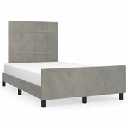Letto matrimoniale | Letto per adulti | Giroletto senza Materasso Grigio Chiaro 120x190 cm Velluto