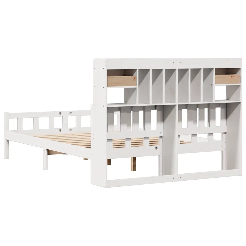 Letto Libreria senza Materasso Bianco 150x200 cm Legno di Pino 3322175