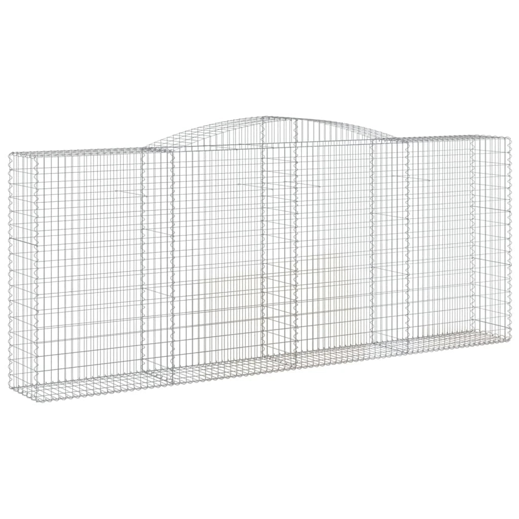 Cesto gabbione recinzione a gabbia muro di contenimento ad arco 400 x 50 x 160/180 cm ferro zincato argento 02_0040090