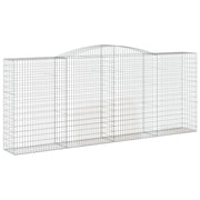 Cesto gabbione recinzione a gabbia muro di contenimento ad arco 400 x 50 x 160/180 cm ferro zincato argento 02_0040090