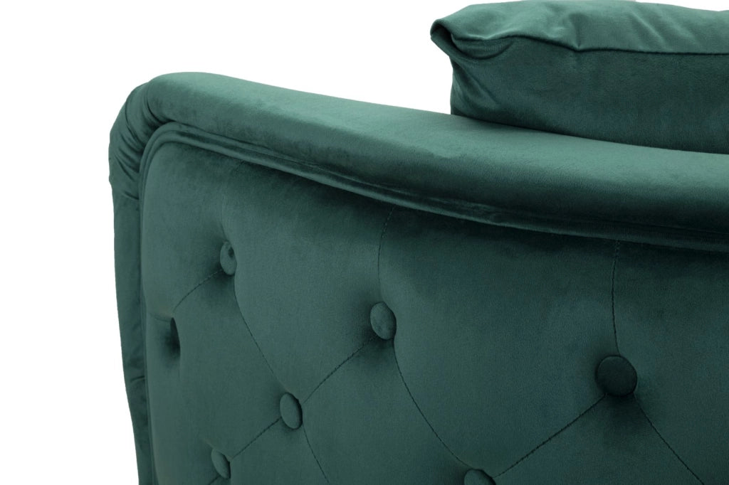 Divano 2 posti in metallo e tessuto dorato e verde cm 127x74x73