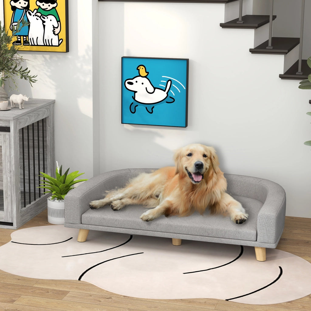 Divano per Cani di Taglia Grande ¨C zephmum ¨C 98x67x25 cm Grigio Poliestere