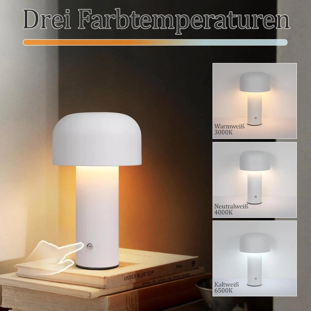 ZMH Lampada da tavolo LED wireless metallo moderna 2W batteria ricaricabile dimmerabile per soggiorno