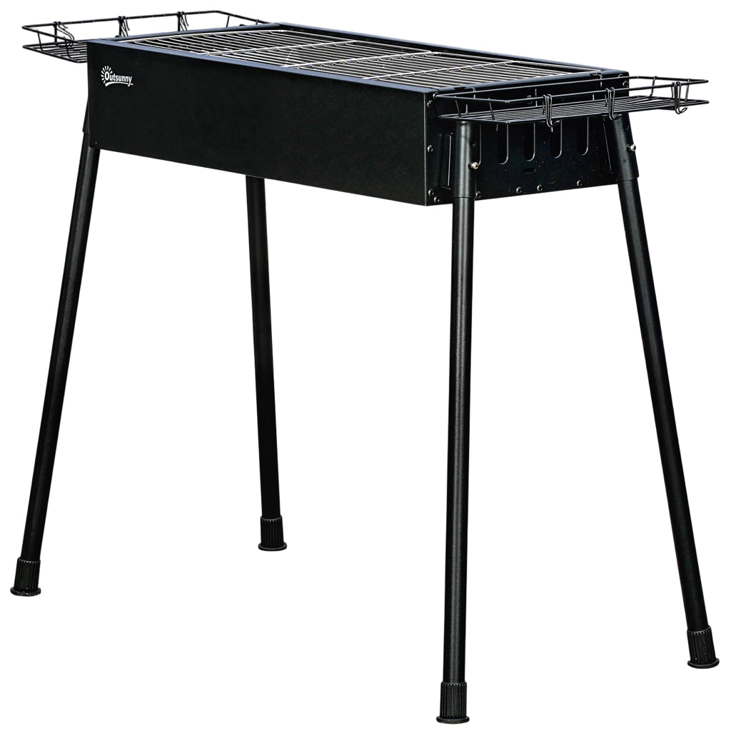 Barbecue Portatile a Carbone con 2 Griglie in Acciaio Inossidabile ¨C Minimal ¨C 94x39x70 cm Nero