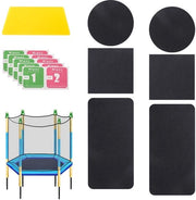 Kit di riparazione per trampolino 6 pezzi - Adesivi autoadesivi - Punti rotondi/quadrati/rettangolari - Incluso graffio - Materiale TPE - Nero - Adesivi per trampolino