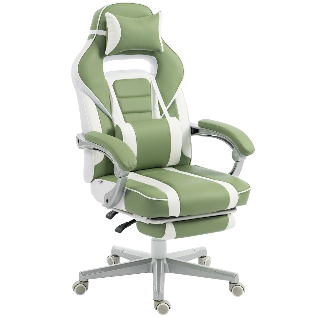 Sedia Gaming Reclinabile con Poggiapiedi e Supporto Lombare ¨C zephmum ¨C Verde