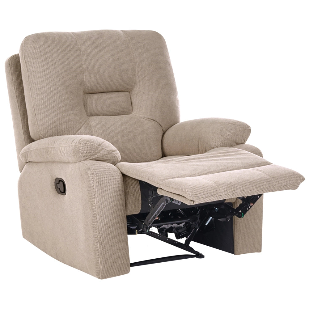 Set da salotto poltrona a 2 posti tortora beige reclinabile con schienale e poggiapiedi regolabili manualmente