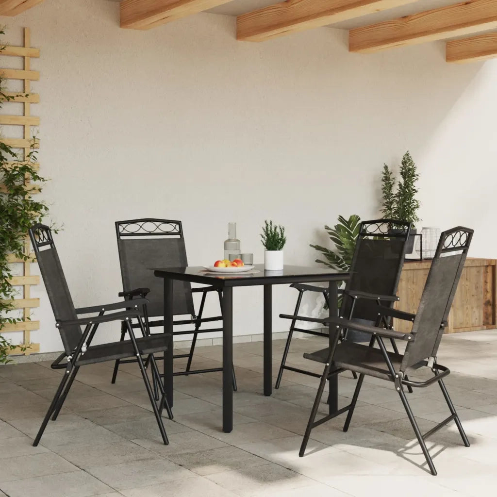 Sedie Giardino Pieghevoli 4 pz | Sedie da Esterno Grigio M¨¦lange Acciaio Textilene
