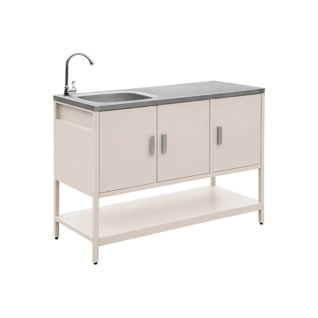 Mobile da esterno in acciaio con lavandino, 120cm, beige