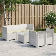 Divano da Giardino 5 Posti con Cuscini Stile Rattan PP Bianco 3443898