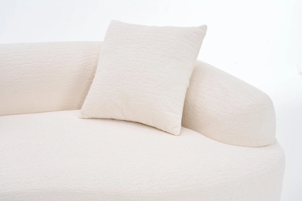 Divano angolare modulare curvo 4 posti in chenille bianco