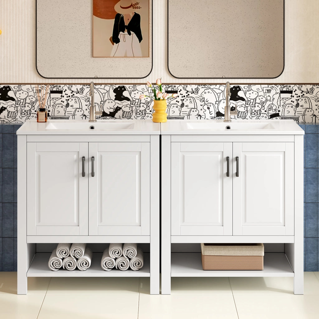 MOBILE BAGNO con lavabo integrato 76,5x47x83 cm MDF e ceramica bianco