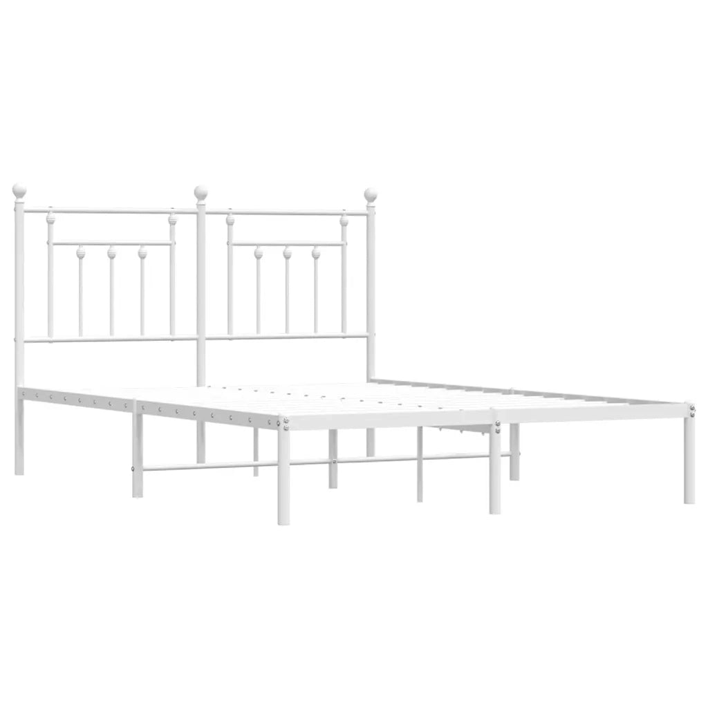 Letto matrimoniale | Letto per adulti | Giroletto con Testiera Metallo Bianco 140x200 cm