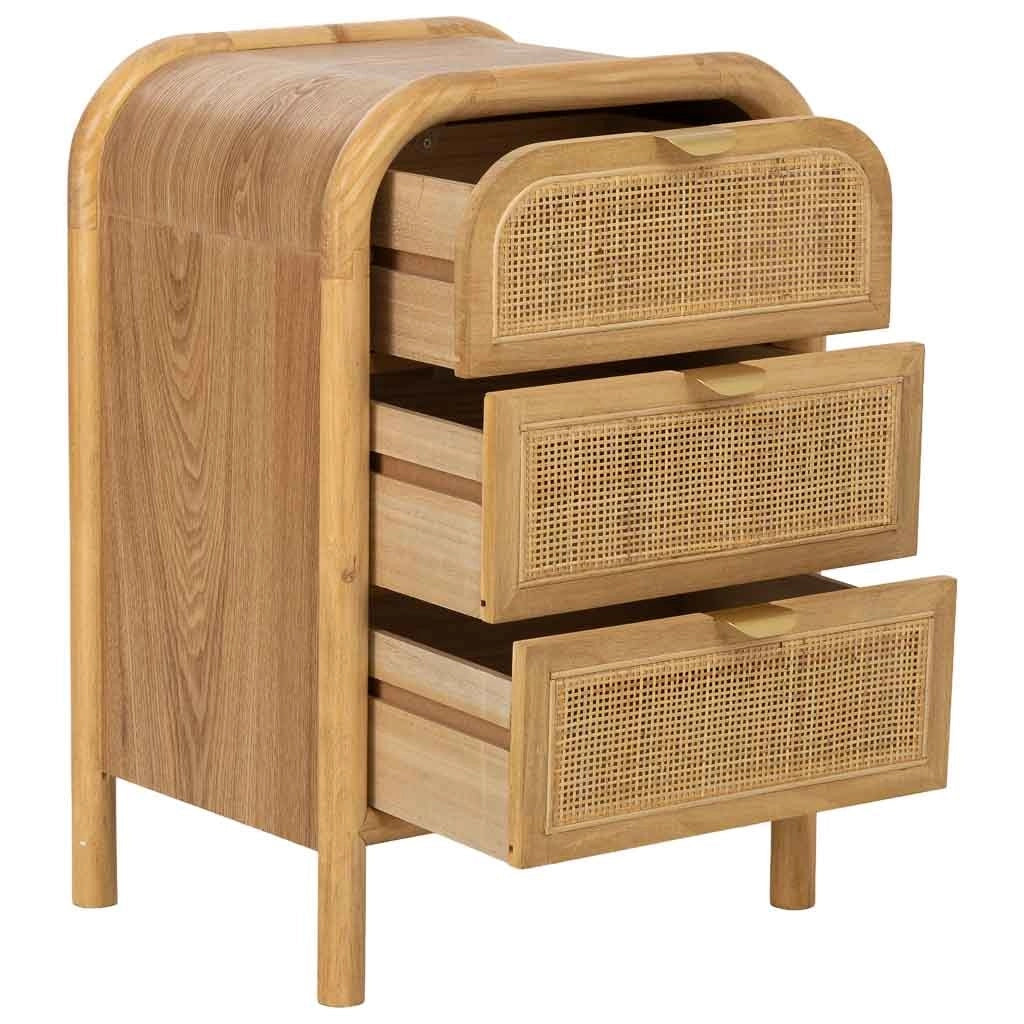 Comodino in legno e rattan marrone 45x35x66h cm