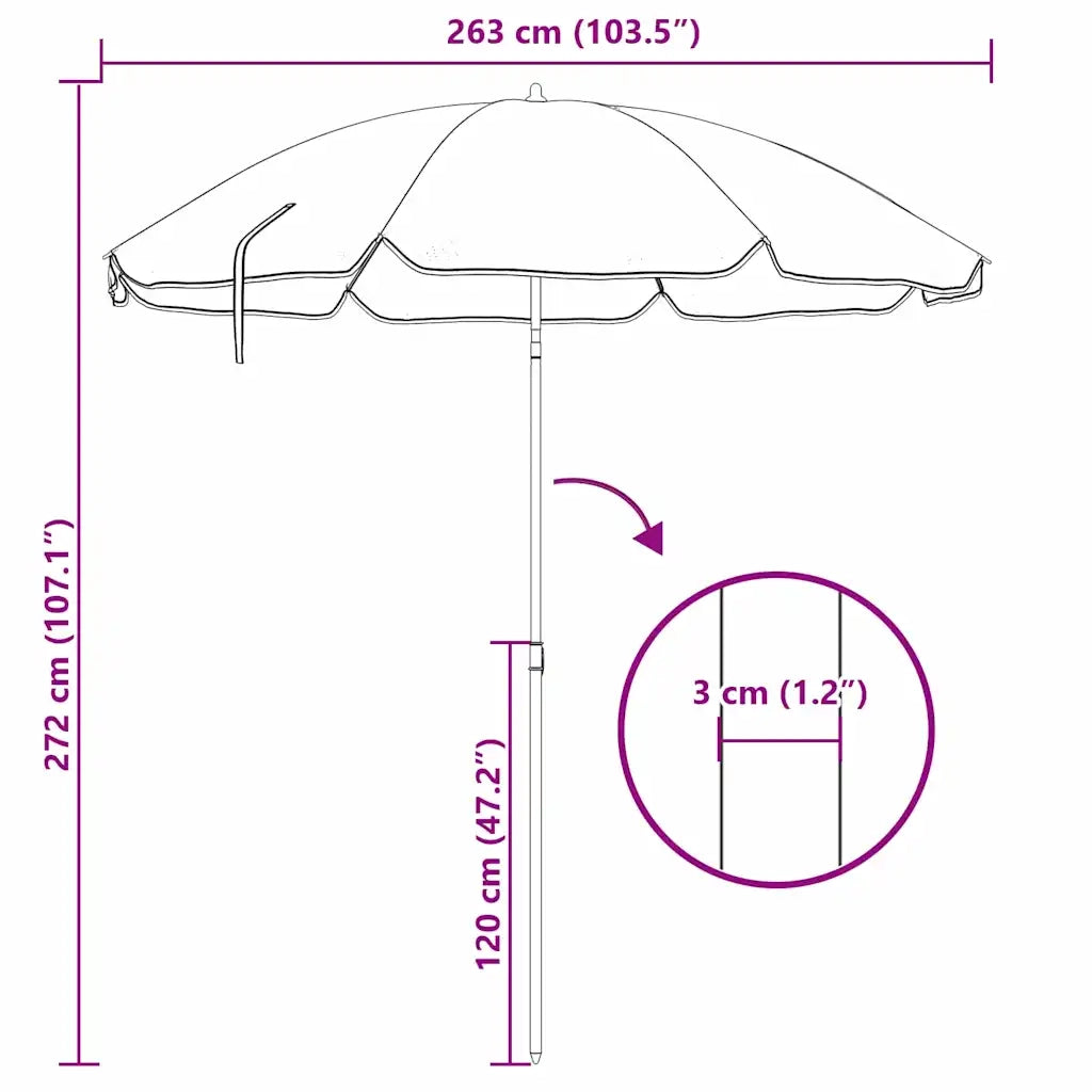 Ombrello | Parasolne da Spiaggia Mimetico 263 x 263 x 272 cm