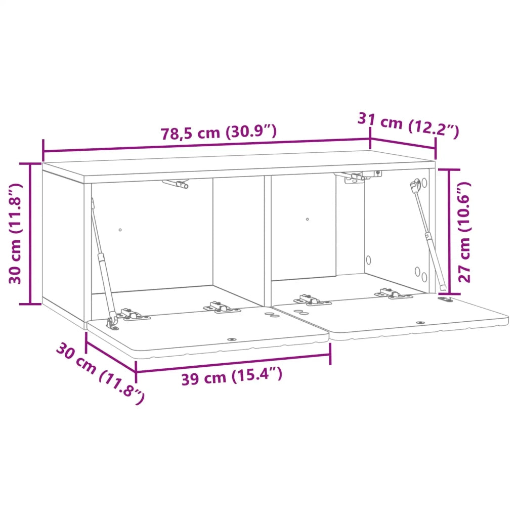 Mobile TV da Muro | Armadietto TV | Mobile Porta TV Legno antico 78,5 x 31 x 30 cm