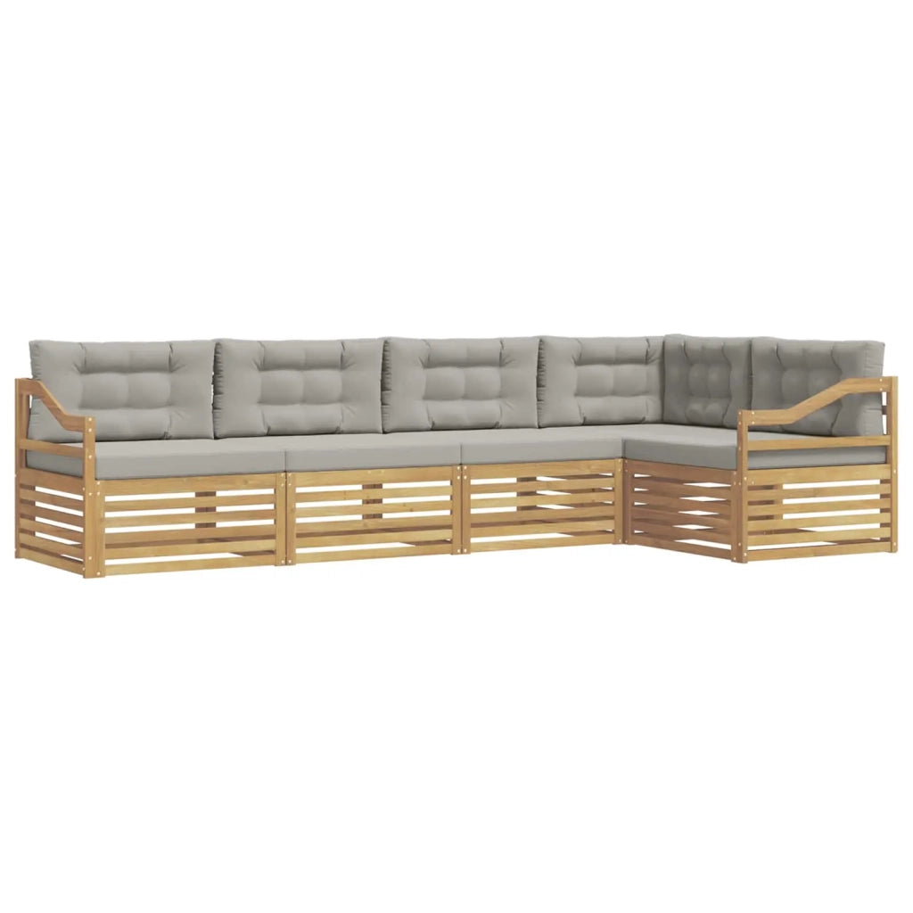 Set di divani da esterno 5 pz Bianco e Grigio Chiaro Poliestere 3390501