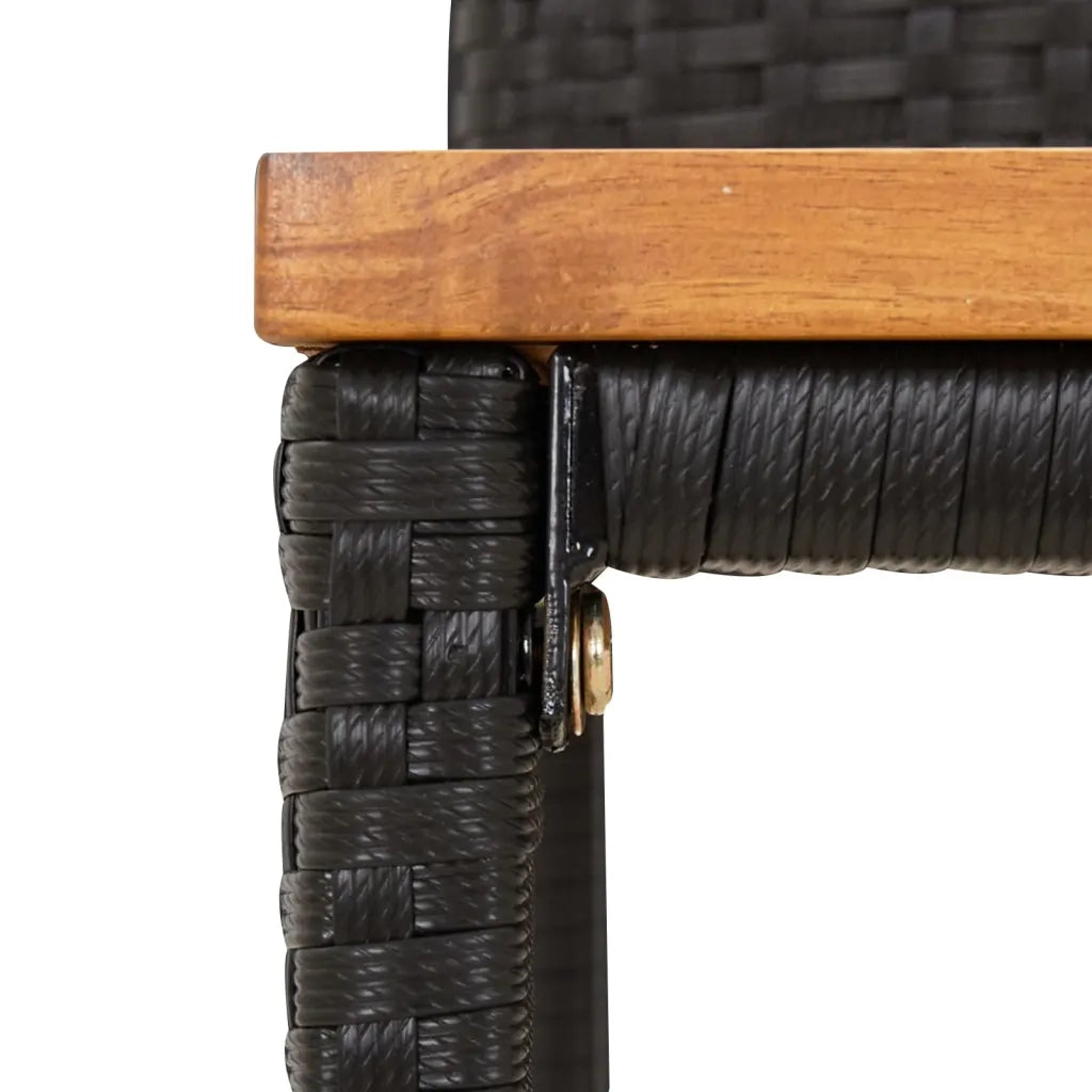 Set Bar Giardino 9 pz Nero Polyrattan e Legno Massello Acacia 3187688
