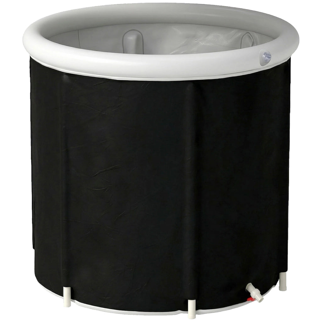 Vasca di Ghiaccio Ø78x71 cm Capienza da 280L per Sportivi con Copertura e Pompa Isolamento a 3 Strati Nero