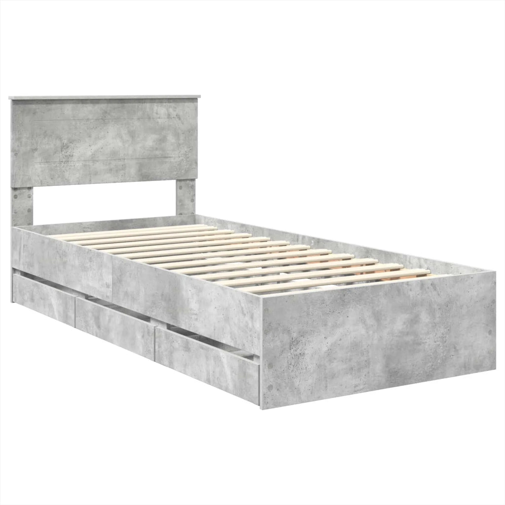 Struttura del letto con cassetto Grigio cemento 75 x 190 cm 3408036