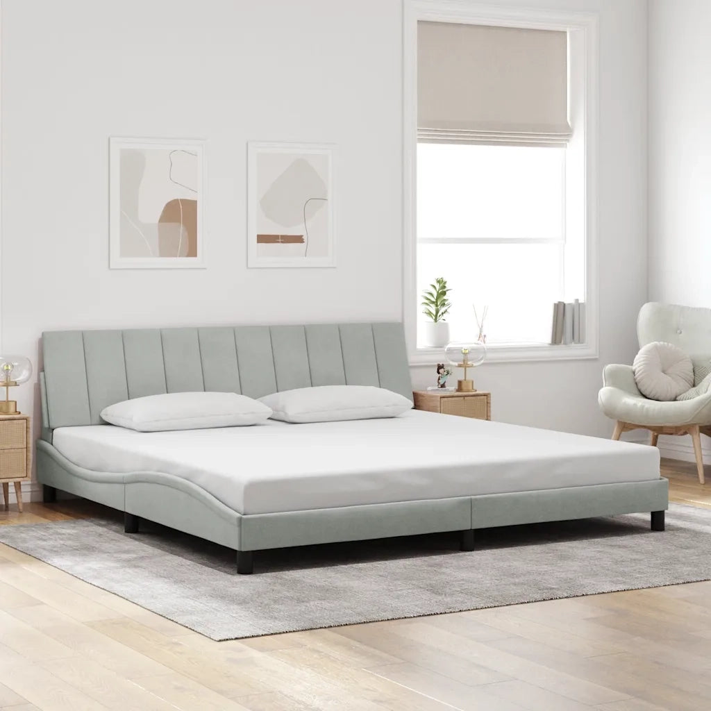 Letto matrimoniale | Letto per adulti | Giroletto senza Materasso Hanko Grigio Chiaro 200x200 cm Velluto