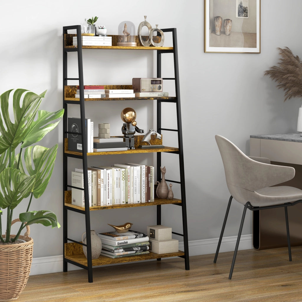 Libreria Scaffale 5 Livelli Stile Industriale ¨C Minimal ¨C 70x35x150 cm