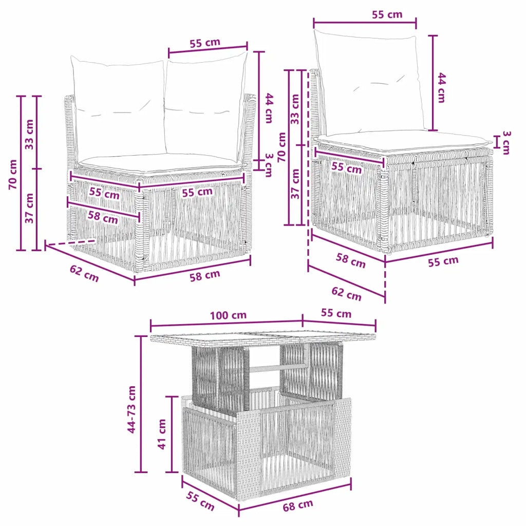 Set Divano da Giardino 6 pz Grigio polyrattan 3436436