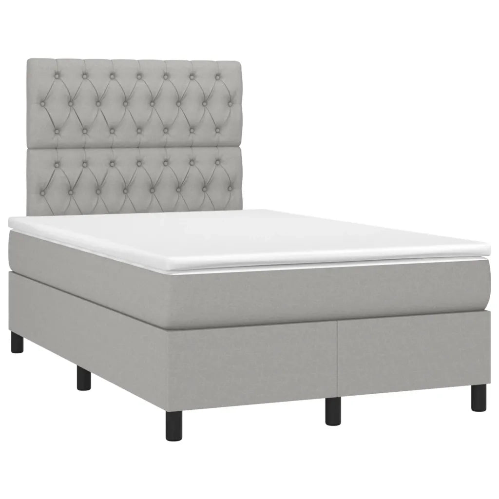Giroletto a Molle con Materasso Grigio Chiaro 120x190cm Tessuto